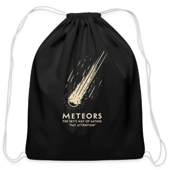 Stargazing Adventures Under the Meteor Shower - Cotton Drawstring Bag - black - Front