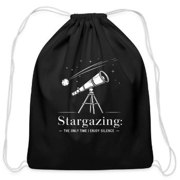 Stargazing Adventures Under the Meteor Shower - Cotton Drawstring Bag - black - Front