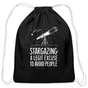 Stargazing Adventures Under the Meteor Shower - Cotton Drawstring Bag - black - Front