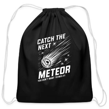 Stargazing Adventures Under the Meteor Shower - Cotton Drawstring Bag - black - Front