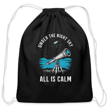 Stargazing Adventures Under the Meteor Shower - Cotton Drawstring Bag - black - Front