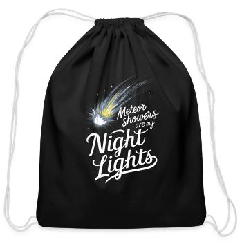 Stargazing Adventures Under the Meteor Shower - Cotton Drawstring Bag - black - Front