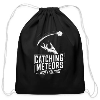 Stargazing Adventures Under the Meteor Shower - Cotton Drawstring Bag - black - Front