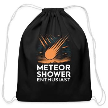 Stargazing Adventures Under the Meteor Shower - Cotton Drawstring Bag - black - Front