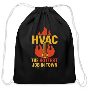 HVAC Tech AC Repair Thermostat Humor Blue Collar - Cotton Drawstring Bag - black - Front