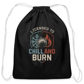 HVAC Tech AC Repair Thermostat Humor Blue Collar - Cotton Drawstring Bag - black - Front