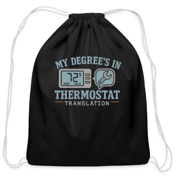 HVAC Tech AC Repair Thermostat Humor Blue Collar - Cotton Drawstring Bag - black - Front