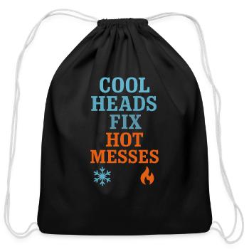 HVAC Tech AC Repair Thermostat Humor Blue Collar - Cotton Drawstring Bag - black - Front