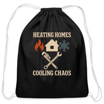 HVAC Tech AC Repair Thermostat Humor Blue Collar - Cotton Drawstring Bag - black - Front