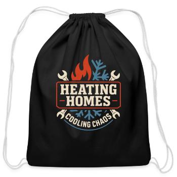 HVAC Tech AC Repair Thermostat Humor Blue Collar - Cotton Drawstring Bag - black - Front