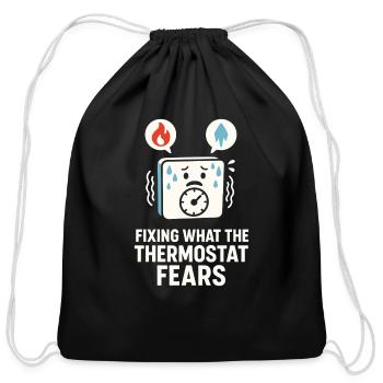 HVAC Tech AC Repair Thermostat Humor Blue Collar - Cotton Drawstring Bag - black - Front