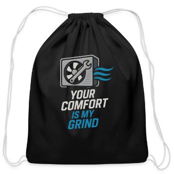 HVAC Tech AC Repair Thermostat Humor Blue Collar - Cotton Drawstring Bag - black - Front