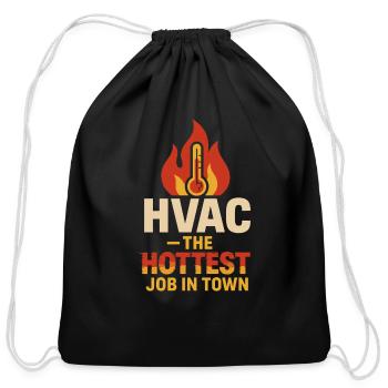 HVAC Tech AC Repair Thermostat Humor Blue Collar - Cotton Drawstring Bag - black - Front