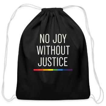 Queer Pride Queer Joy LGBTQ+ Affirmation Trans - Cotton Drawstring Bag - black - Front