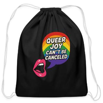 Queer Pride Queer Joy LGBTQ+ Affirmation Trans - Cotton Drawstring Bag - black - Front