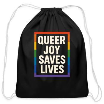Queer Pride Queer Joy LGBTQ+ Affirmation Trans - Cotton Drawstring Bag - black - Front