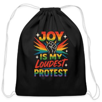 Queer Pride Queer Joy LGBTQ+ Affirmation Trans - Cotton Drawstring Bag - black - Front
