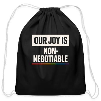 Queer Pride Queer Joy LGBTQ+ Affirmation Trans - Cotton Drawstring Bag - black - Front