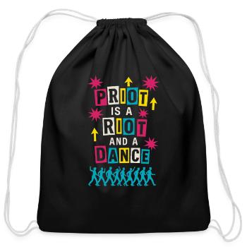 Queer Pride Queer Joy LGBTQ+ Affirmation Trans - Cotton Drawstring Bag - black - Front