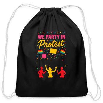Queer Pride Queer Joy LGBTQ+ Affirmation Trans - Cotton Drawstring Bag - black - Front
