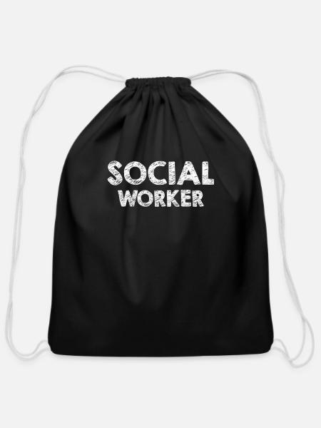 Social worker - Cotton Drawstring Bag - black