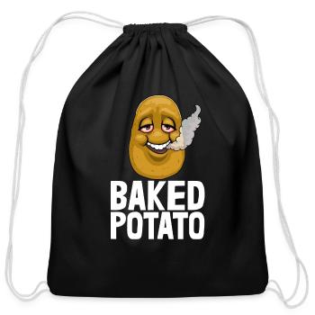 Baked Potato - Cotton Drawstring Bag - black - Front