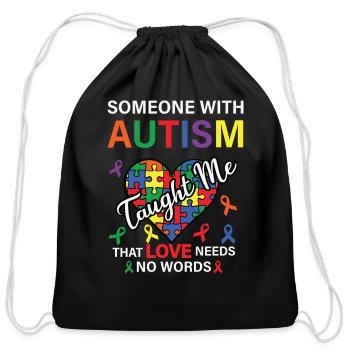 Autism Awareness Strong Cricut Shirt - Cotton Drawstring Bag - black - Front