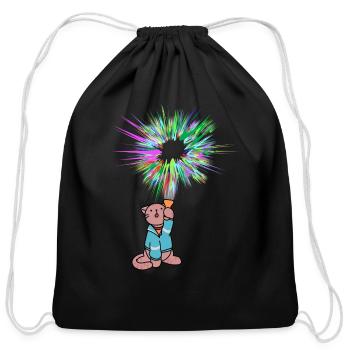 Cat with flashlight - Cotton Drawstring Bag - black - Front