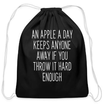 Apple A Day Keeps Anyone Away - Cotton Drawstring Bag - black - Front