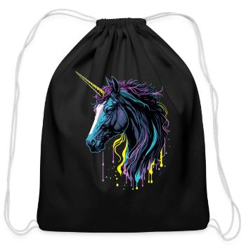 Neon Splash Unicorn - Cotton Drawstring Bag - black - Front