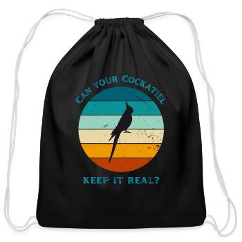 CAN YOUR COCKATIEL KEEP IT REAL? - Cotton Drawstring Bag - black - Front