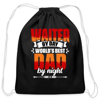 Awesome Waiter By Day World s Best Dad By Night - Cotton Drawstring Bag - black - Front