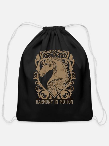Horses and equestrianism:Harmony in Motion - Cotton Drawstring Bag - black
