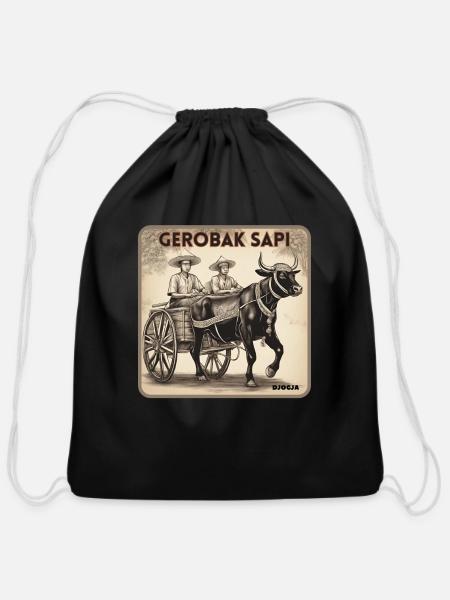 Gerobak Sapi - Cotton Drawstring Bag - black