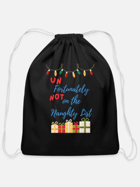 unFortunately Not on the Naughty List - Cotton Drawstring Bag - black