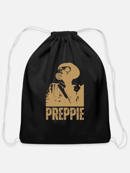 Preppie - Cotton Drawstring Bag - black