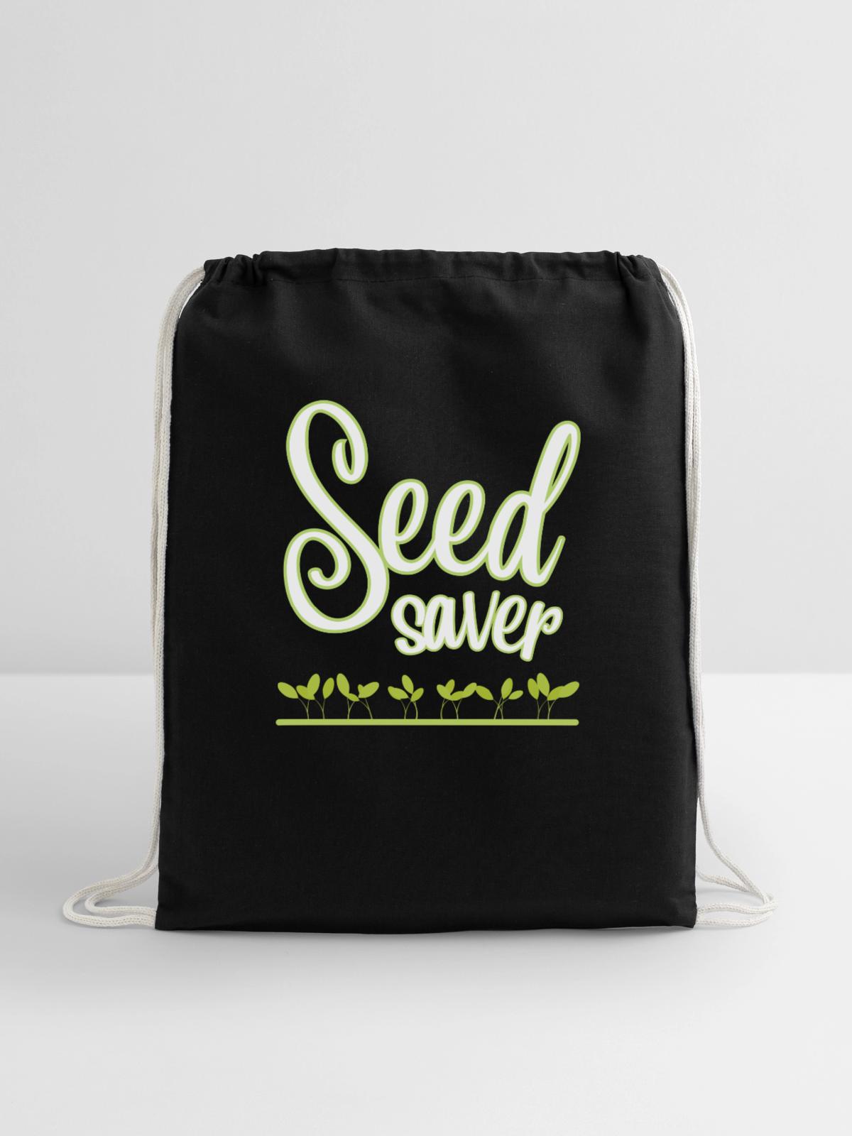 Seed Saver - Cotton Drawstring Bag - black - Front