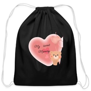 MY SWEET MOMMY - Cotton Drawstring Bag - black - Front