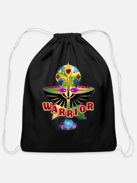 WARRIOR - Cotton Drawstring Bag - black