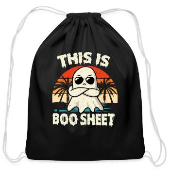 halloween cute ghost - Cotton Drawstring Bag - black - Front