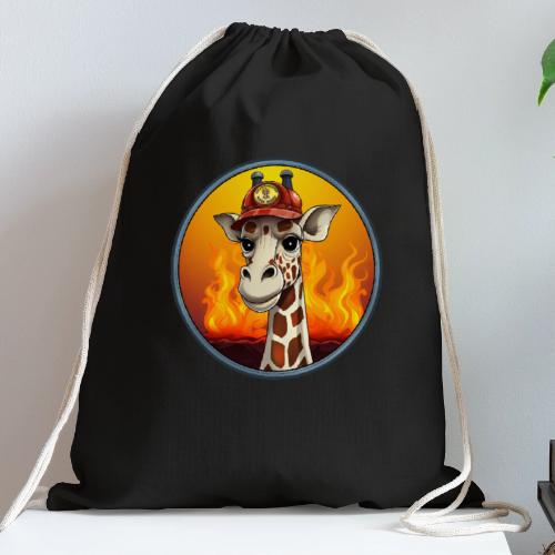 Giraffe Firefighter - Cotton Drawstring Bag