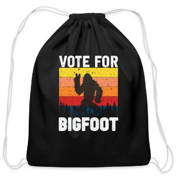 Vote For Bigfoot Funny Retro Graphic Novelty - Cotton Drawstring Bag - black - Front