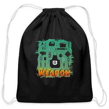 Chef Cooking Cook Recipe Meal Delicious Restaurant - Cotton Drawstring Bag - black - Front