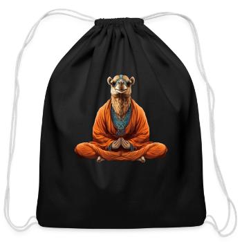 Yogi camel - Cotton Drawstring Bag - black - Front