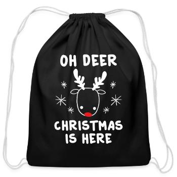Oh Deer - Cotton Drawstring Bag - black - Front