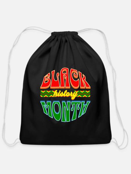 black history month - Cotton Drawstring Bag - black