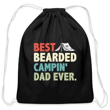 Best Bearded Campin' Dad Ever Outdoor Camping - Cotton Drawstring Bag - black - Front