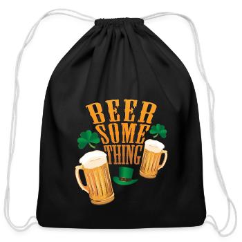 Beer Something - Cotton Drawstring Bag - black - Front