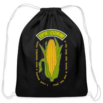 Its Corn! Bold Corn Cob Illustration - Cotton Drawstring Bag - black - Front