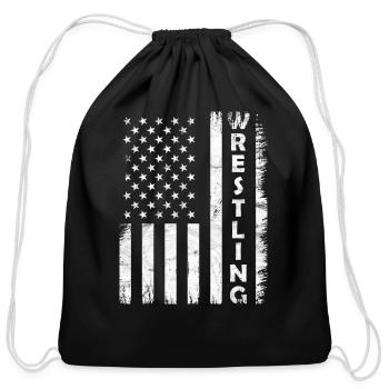 Wrestling Vintage Usa Flag Wrestling - Cotton Drawstring Bag - black - Front